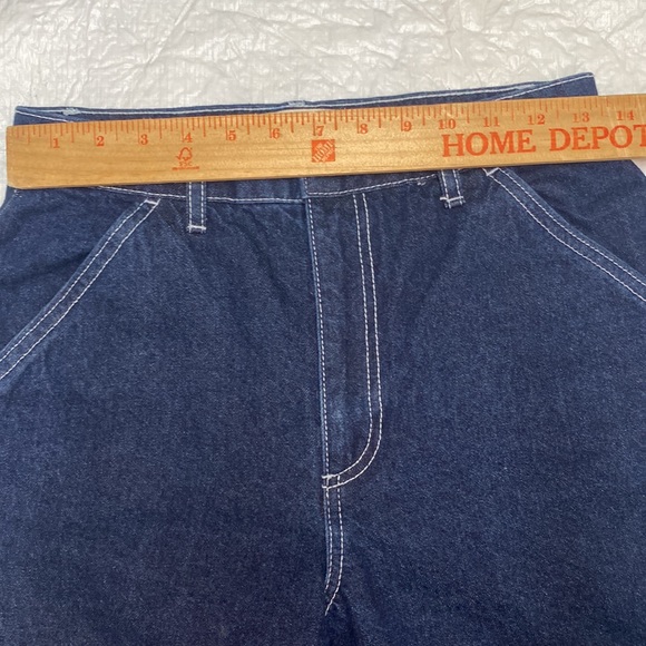 Cotton:On Womens 4 Blue White Stitch Carpenter Jean High Rise Straight Leg Loop - Picture 7 of 12